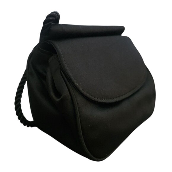 Bloomingdale’s Vintage Black Satin Evening Shoulder Bag Purse 80s 90s Formal - Picture 4 of 9